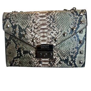 Badgley Mischka Vegan Leather studded Snake Crossbody Bag black/green NWOT